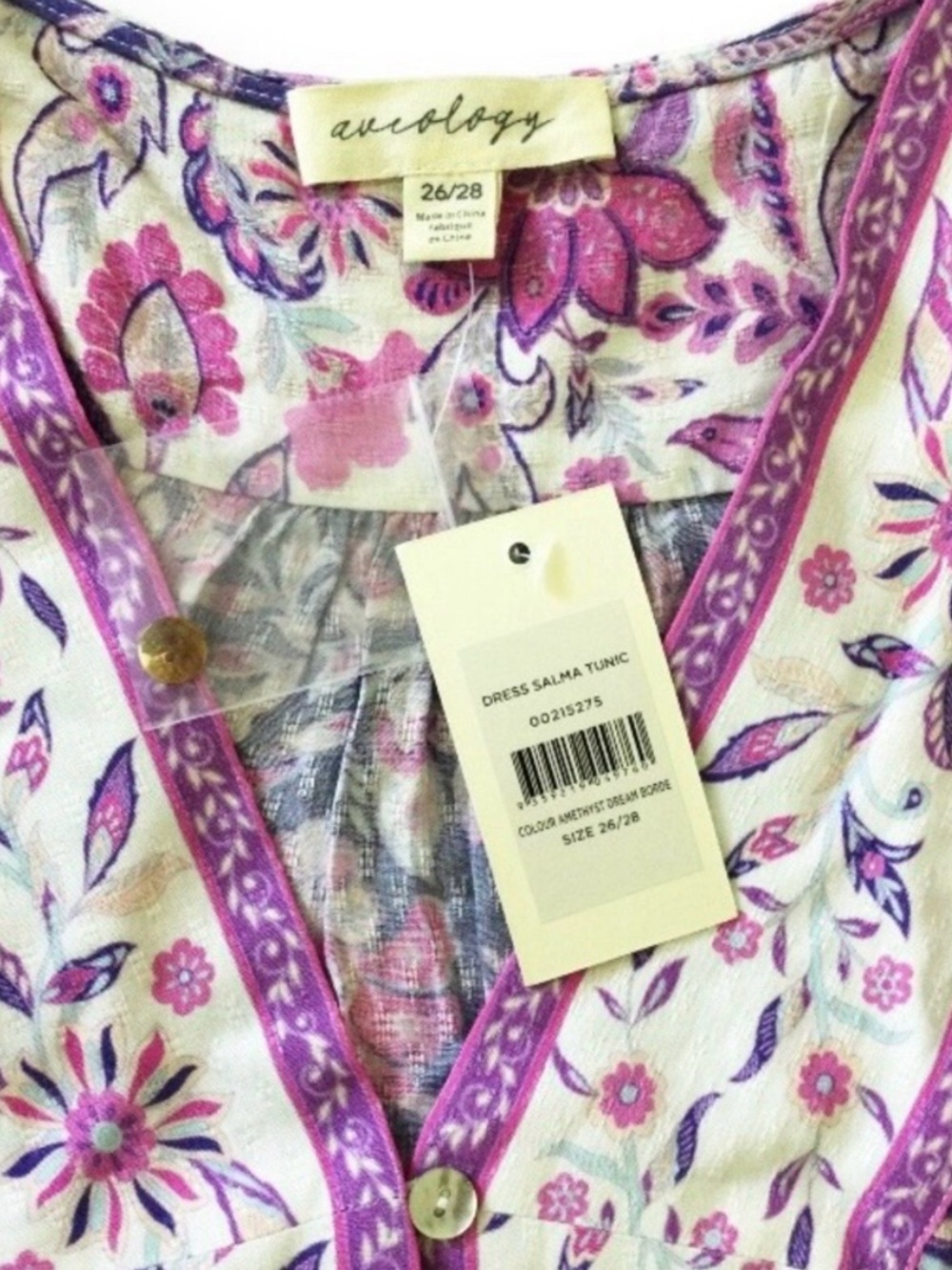 AVEOLOGY Boho Floral Tunic Dress / Tunic Top – Plus 3X/4X – NWT - Picture 14 of 15